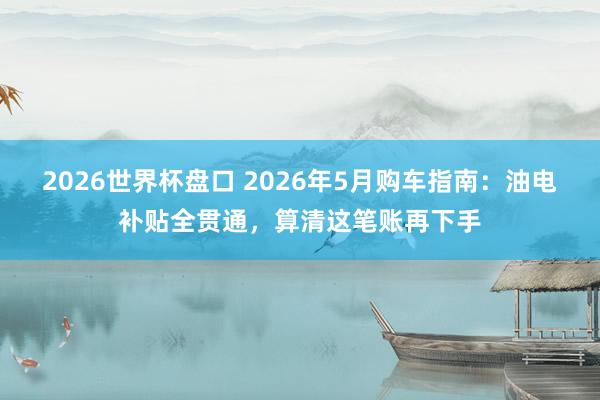 2026世界杯盘口 2026年5月购车指南:油电补贴全贯通,算清这笔账再下手