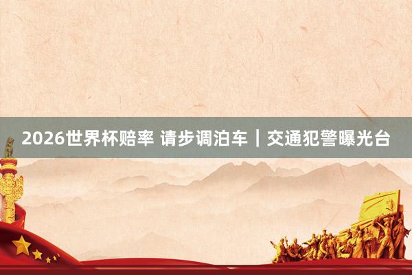 2026世界杯赔率 请步调泊车｜交通犯警曝光台