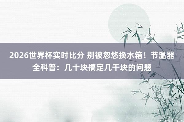 2026世界杯实时比分 别被忽悠换水箱！节温器全科普：几十块搞定几千块的问题