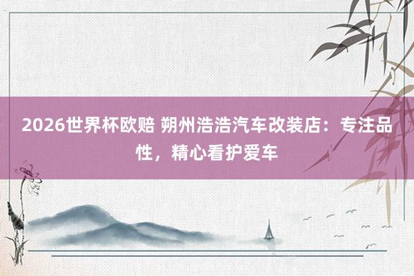 2026世界杯欧赔 朔州浩浩汽车改装店：专注品性，精心看护爱车