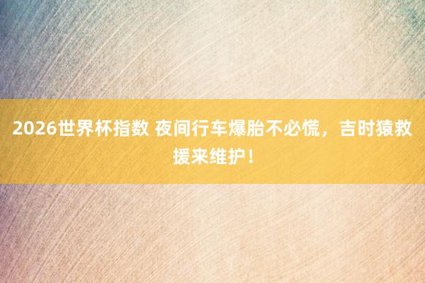 2026世界杯指数 夜间行车爆胎不必慌,吉时猿救援来维护!