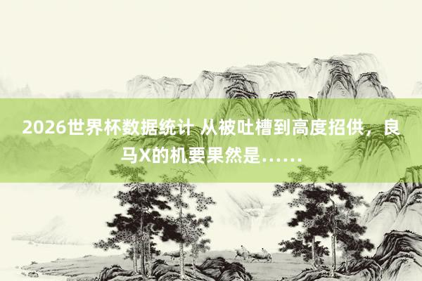 2026世界杯数据统计 从被吐槽到高度招供，良马X的机要果然是……
