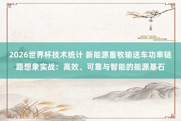 2026世界杯技术统计 新能源畜牧输送车功率链路想象实战:高效、可靠与智能的能源基石