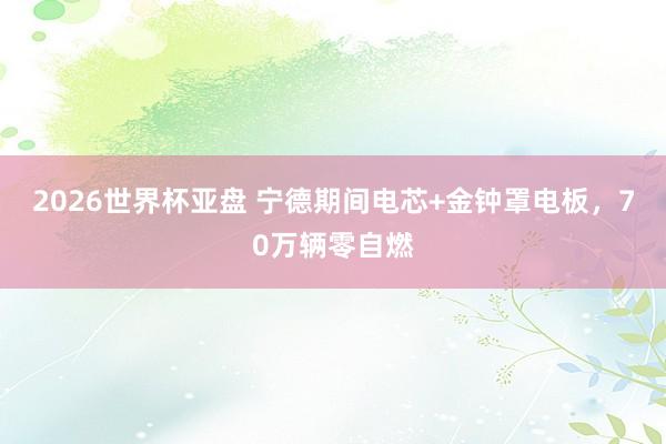 2026世界杯亚盘 宁德期间电芯+金钟罩电板，70万辆零自燃