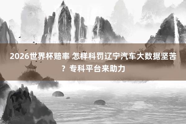 2026世界杯赔率 怎样科罚辽宁汽车大数据坚苦？专科平台来助力