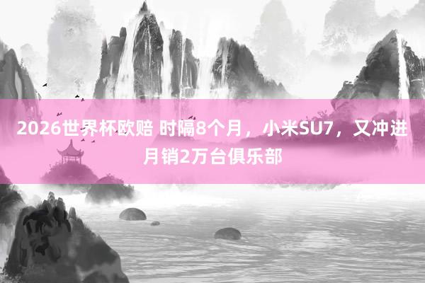 2026世界杯欧赔 时隔8个月，小米SU7，又冲进月销2万台俱乐部
