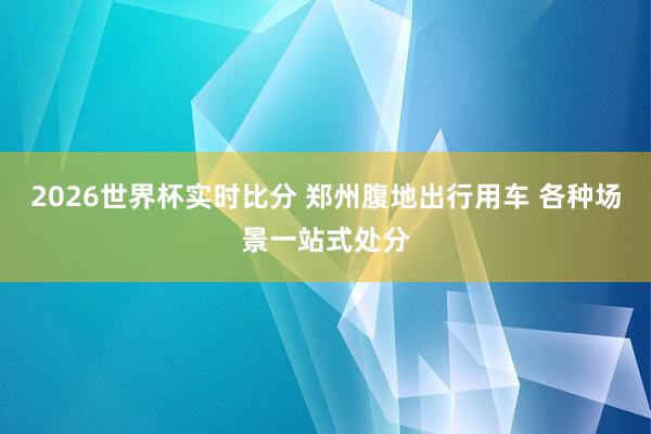 2026世界杯实时比分 郑州腹地出行用车 各种场景一站式处分