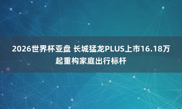 2026世界杯亚盘 长城猛龙PLUS上市16.18万起重构家庭出行标杆