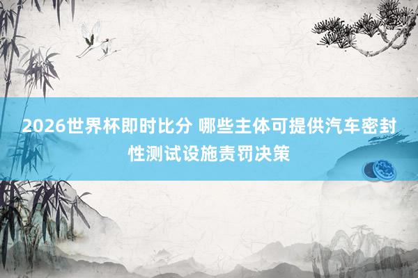 2026世界杯即时比分 哪些主体可提供汽车密封性测试设施责罚决策