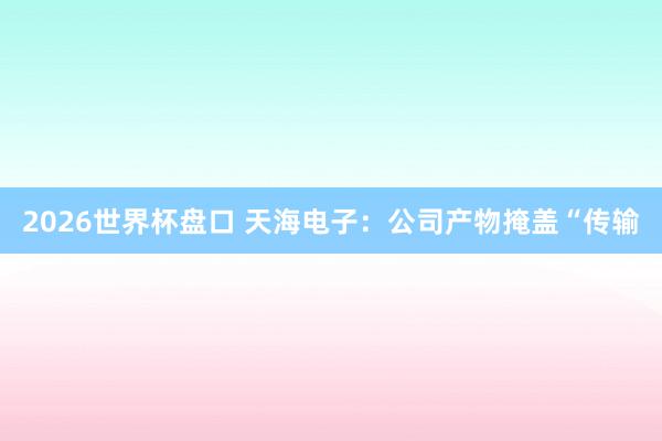 2026世界杯盘口 天海电子：公司产物掩盖“传输