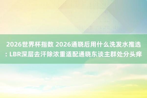 2026世界杯指数 2026通晓后用什么洗发水推选: LBR深层去汗除浓重适配通晓东谈主群处分头痒
