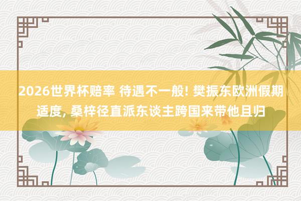 2026世界杯赔率 待遇不一般! 樊振东欧洲假期适度， 桑梓径直派东谈主跨国来带他且归