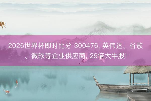2026世界杯即时比分 300476， 英伟达、谷歌、微软等企业供应商， 29倍大牛股!