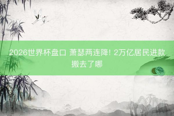 2026世界杯盘口 萧瑟两连降! 2万亿居民进款搬去了哪