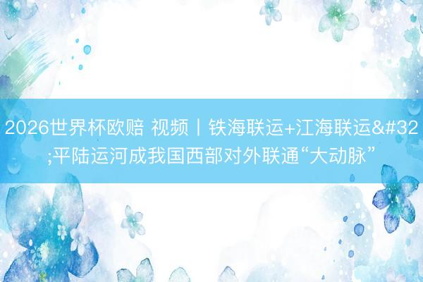 2026世界杯欧赔 视频丨铁海联运+江海联运 平陆运河成我国西部对外联通“大动脉”